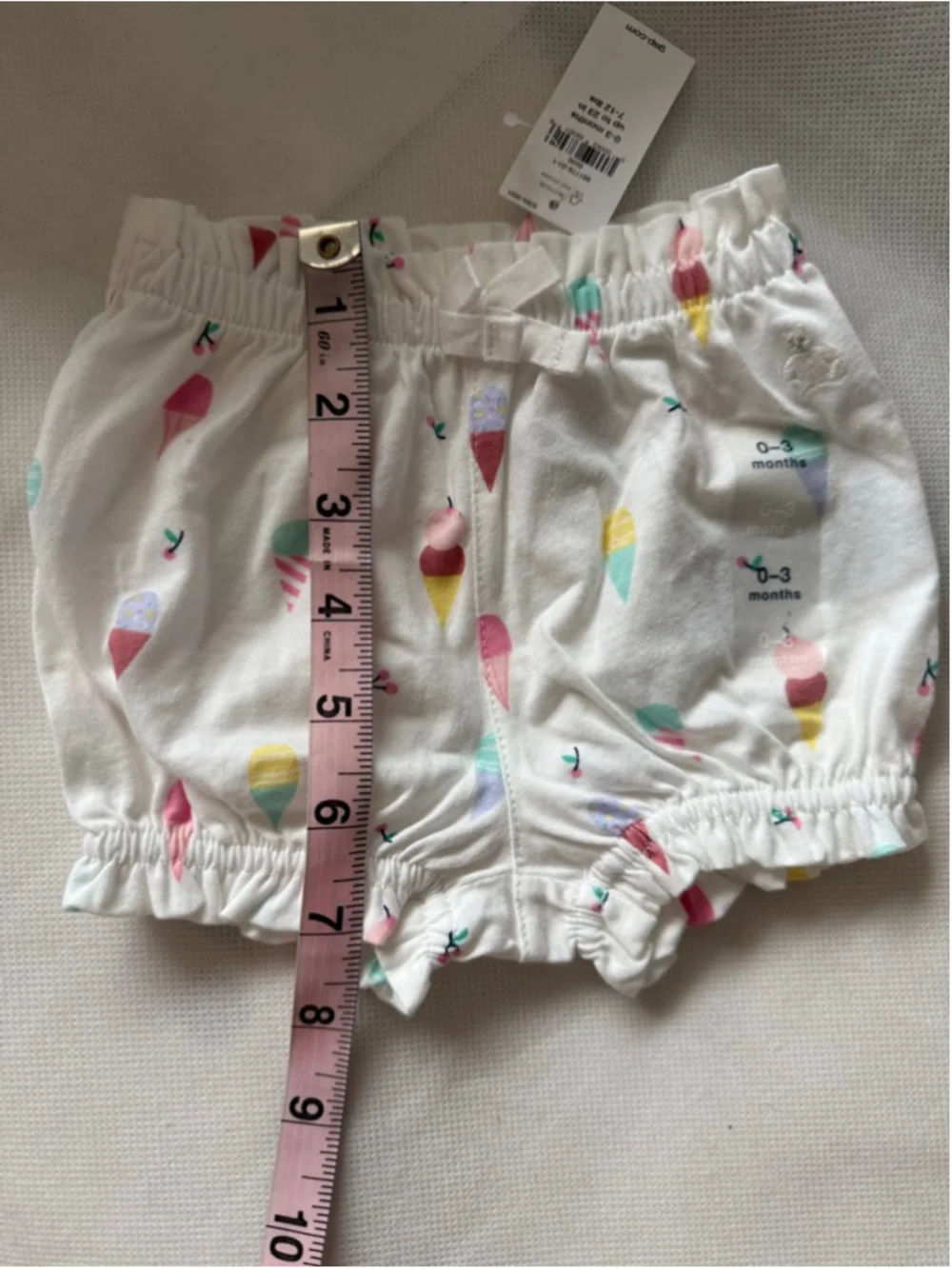 NWT Baby Gap Organic Cotton Pull-On Shorts Ice Cream Print size 0-3 months